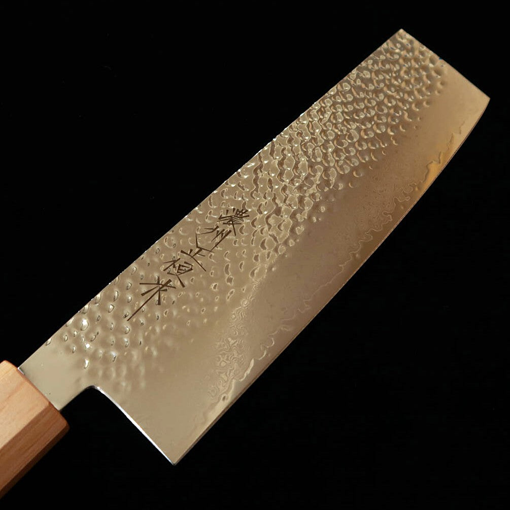 V.ROAD Nosyu Masamune Nakiri, VG10 33-Layer Damascus Tsuchime, White Pakkawood Handle (170mm)