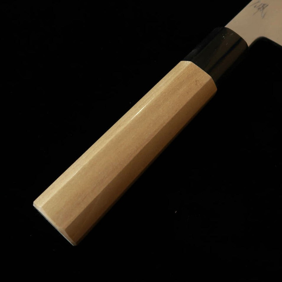 Couteau Gyuto Miura Obidama - Lame Simple Tranchant (Kataba), Acier Shirogami n°2 (Blanc n°2), Finition So-Bokashi, Manche Octogonal en Magnolia (210/240 mm)
