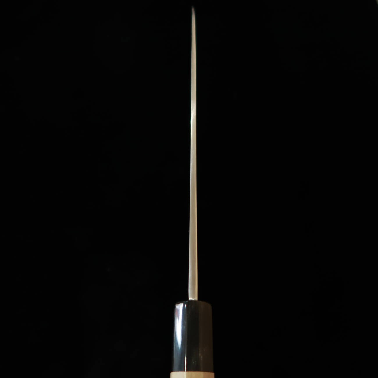 Couteau Gyuto Miura Obidama - Lame Simple Tranchant (Kataba), Acier Shirogami n°2 (Blanc n°2), Finition So-Bokashi, Manche Octogonal en Magnolia (210/240 mm)