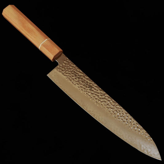 Nosyu Masamune Gyuto, VG10 Tsuchime 33-Layer Damascus, Laminated Reinforced Handle White x White (210mm)