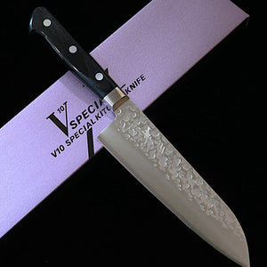 Miura VG10 Santoku Knife, Hammered Finish, Black Plywood Handle (170mm)