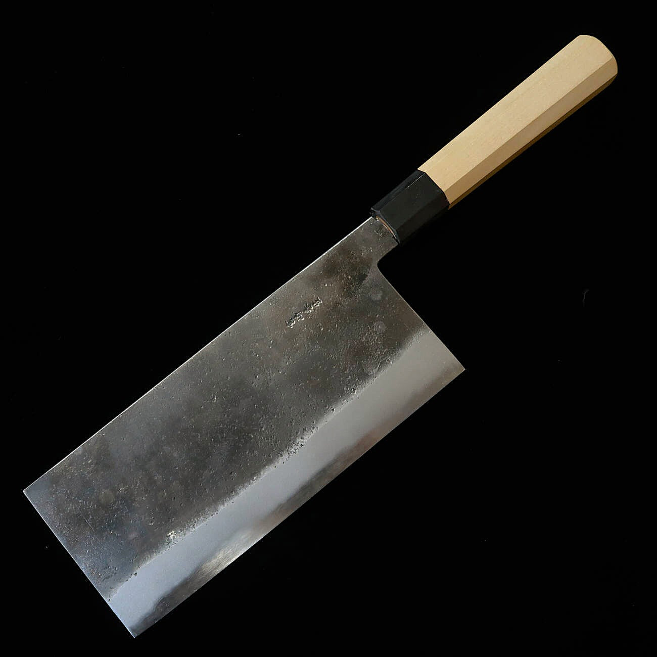 宮崎鍛冶屋  MIYAZAKI KAJIYA 青紙スーパー 軟鉄本割込 -椿- 中華包丁 -朴八角柄 (200mm)