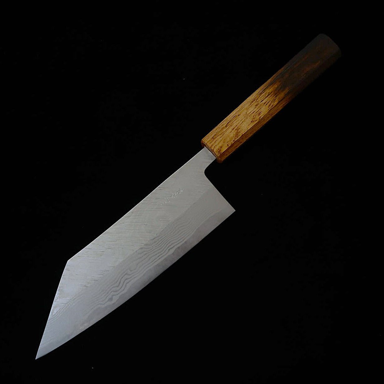 Miyazaki Kajiya (MIYAZAKI KAJIYA) Silver Paper No. 3 Hammered Damascus Subzero - Camellia - Culture - Burnt Lacquer Oak Handle (180mm)