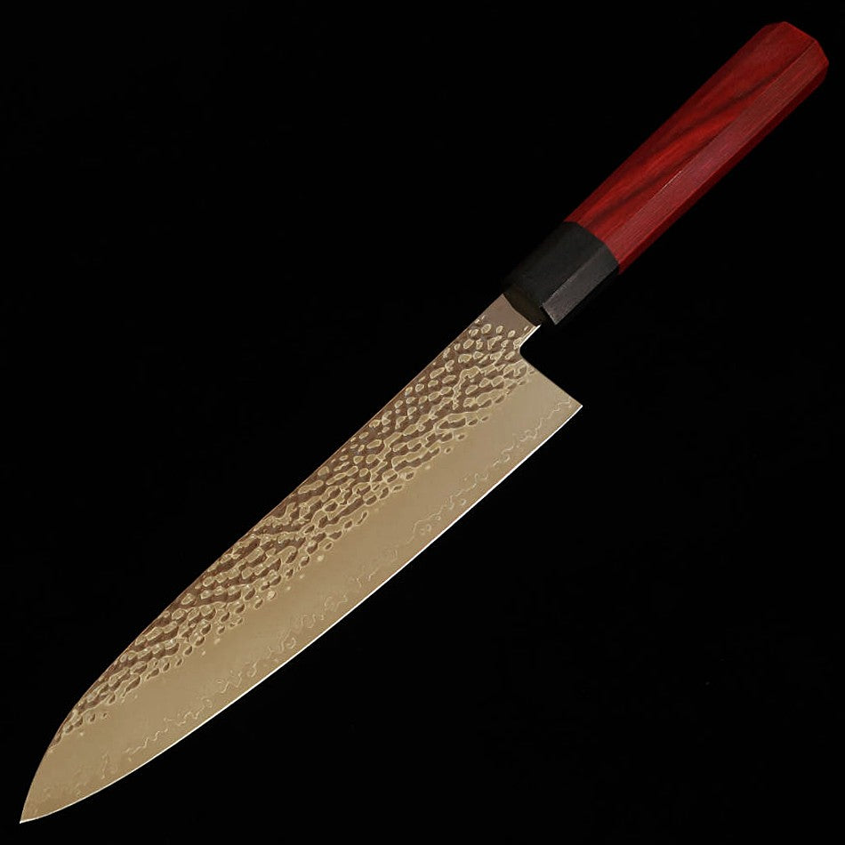 V.ROAD Nosyu Masamune Gyuto, VG10 Tsuchime 33-Layer Damascus, Laminated Reinforced Handle Red x Black (210mm)