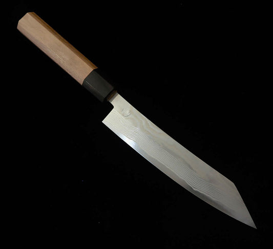 Miyazaki Kajiya (宮崎鍛冶屋) MIYAZAKI KAJIYA Couteau Petty Kiritsuke Damas martelé Sub-Zero en acier Gin-Gami N°3 (銀紙三号) - Tsubaki (Camélia) - avec manche octogonal en noyer （170mm）