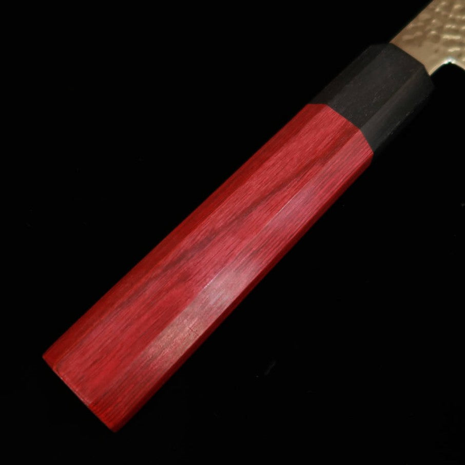 V.ROAD Nosyu Masamune Gyuto, VG10 Tsuchime 33-Layer Damascus, Laminated Reinforced Handle Red x Black (210mm)
