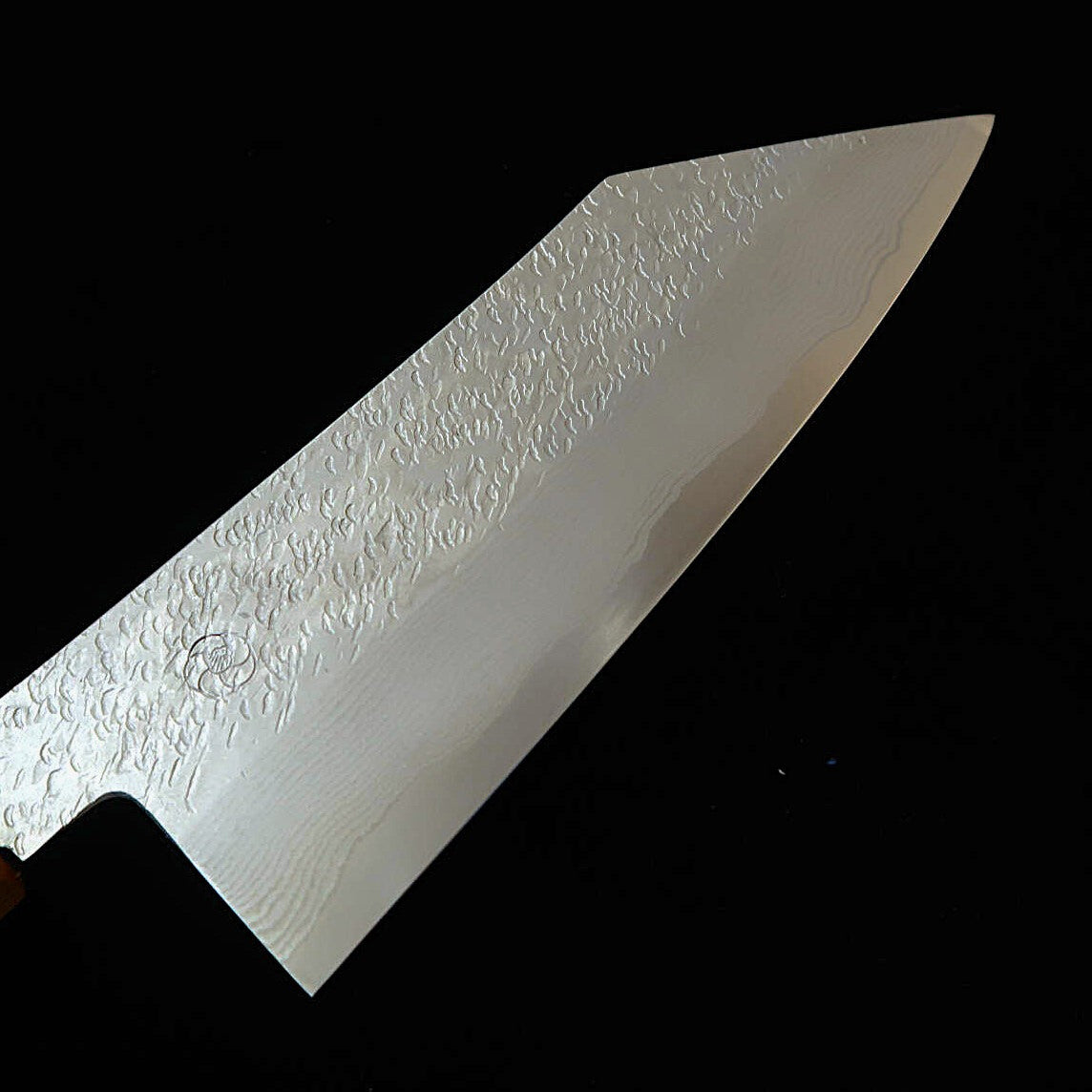 宮崎鍛冶屋  MIYAZAKI KAJIYA ZA18 鎚目ダマスカス サブゼロ - 椿 - 文化 - 焼漆樫柄 （180mm）