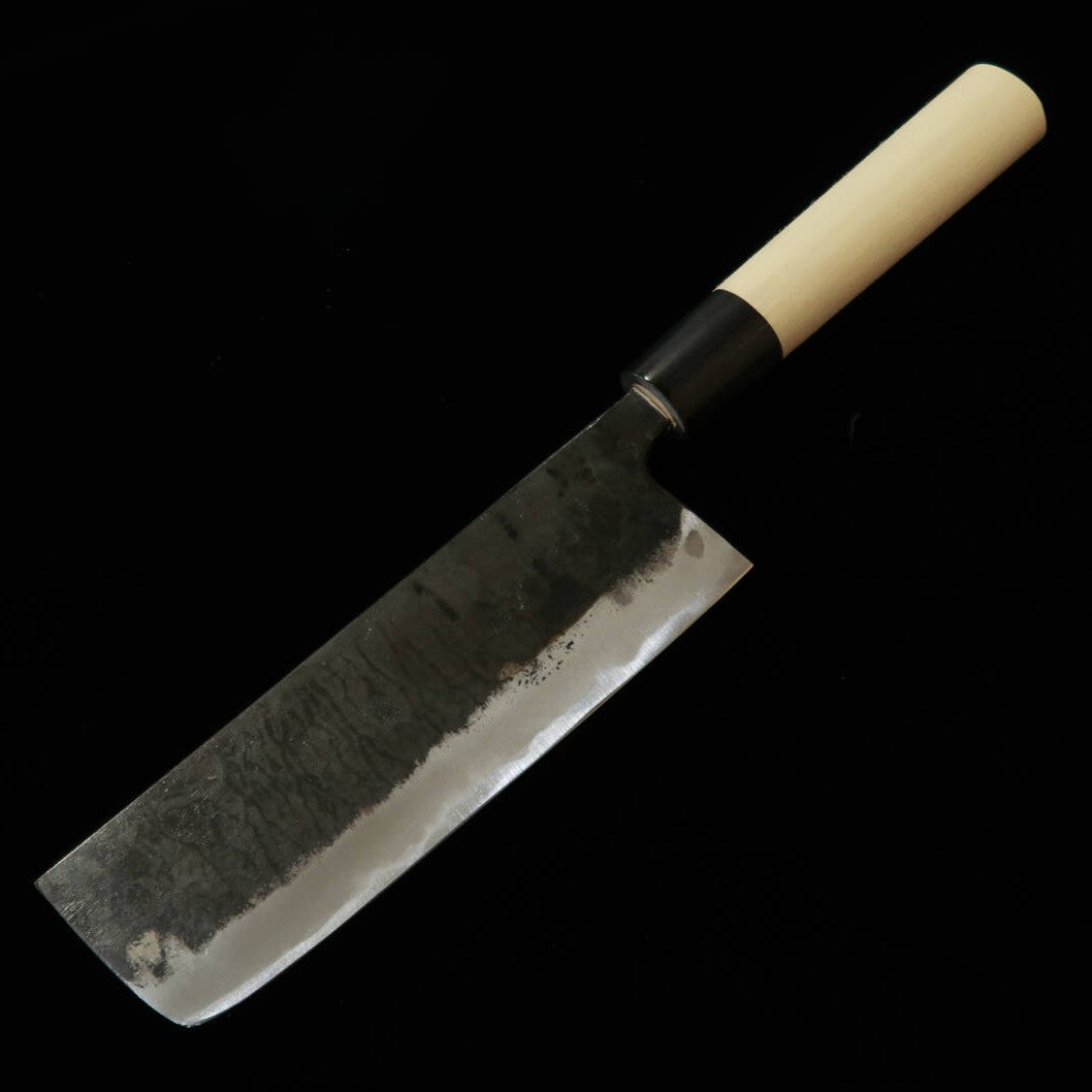 MIURA Forged Nakiri, Shirogami no. 2, Kurouchi with Water Buffalo Horn Handle (170mm)