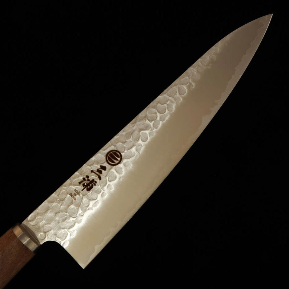 MIURA Gyuto Knife – VG10 Tsuchime (Hammered), Walnut Handle (200mm)