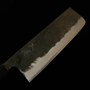 MIURA Forged Nakiri, Shirogami no. 2, Kurouchi with Water Buffalo Horn Handle (170mm)