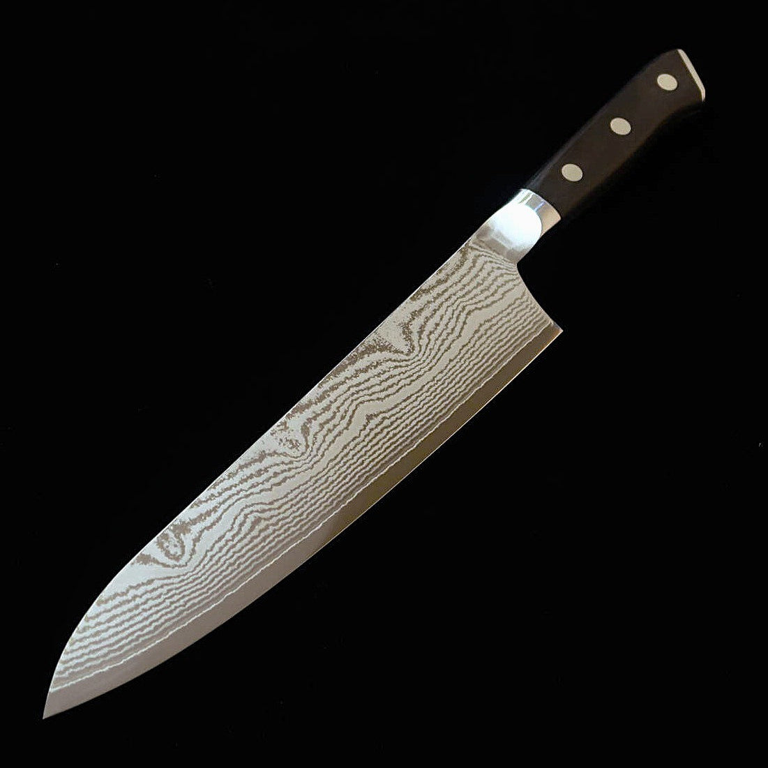 [Novo padrão] MCUSTA ZANMAI Classic III Damascus gyuto preto (180/210/240 mm)