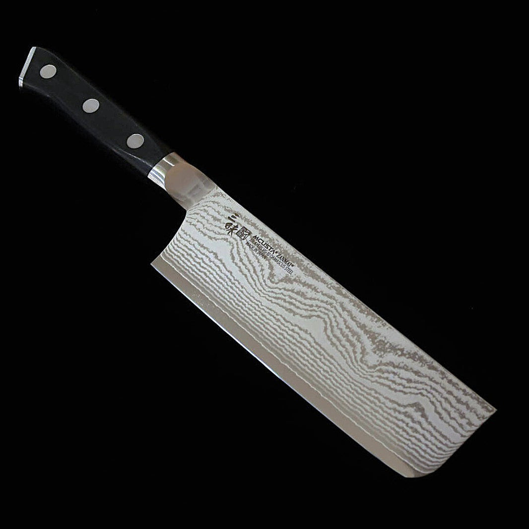 【新定番】三昧MCUSTA ZANMAI クラシック3ダマスカス　菜切 黒　(165mm)