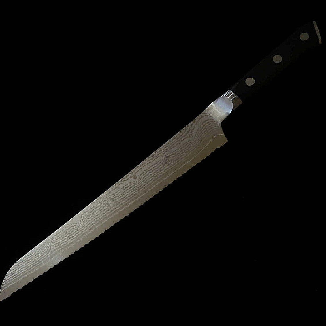 【新定番】三昧MCUSTA ZANMAI クラシック3ダマスカス　パン切 黒　(230mm)