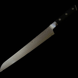 【新定番】三昧MCUSTA ZANMAI クラシック3ダマスカス　パン切 黒　(230mm)
