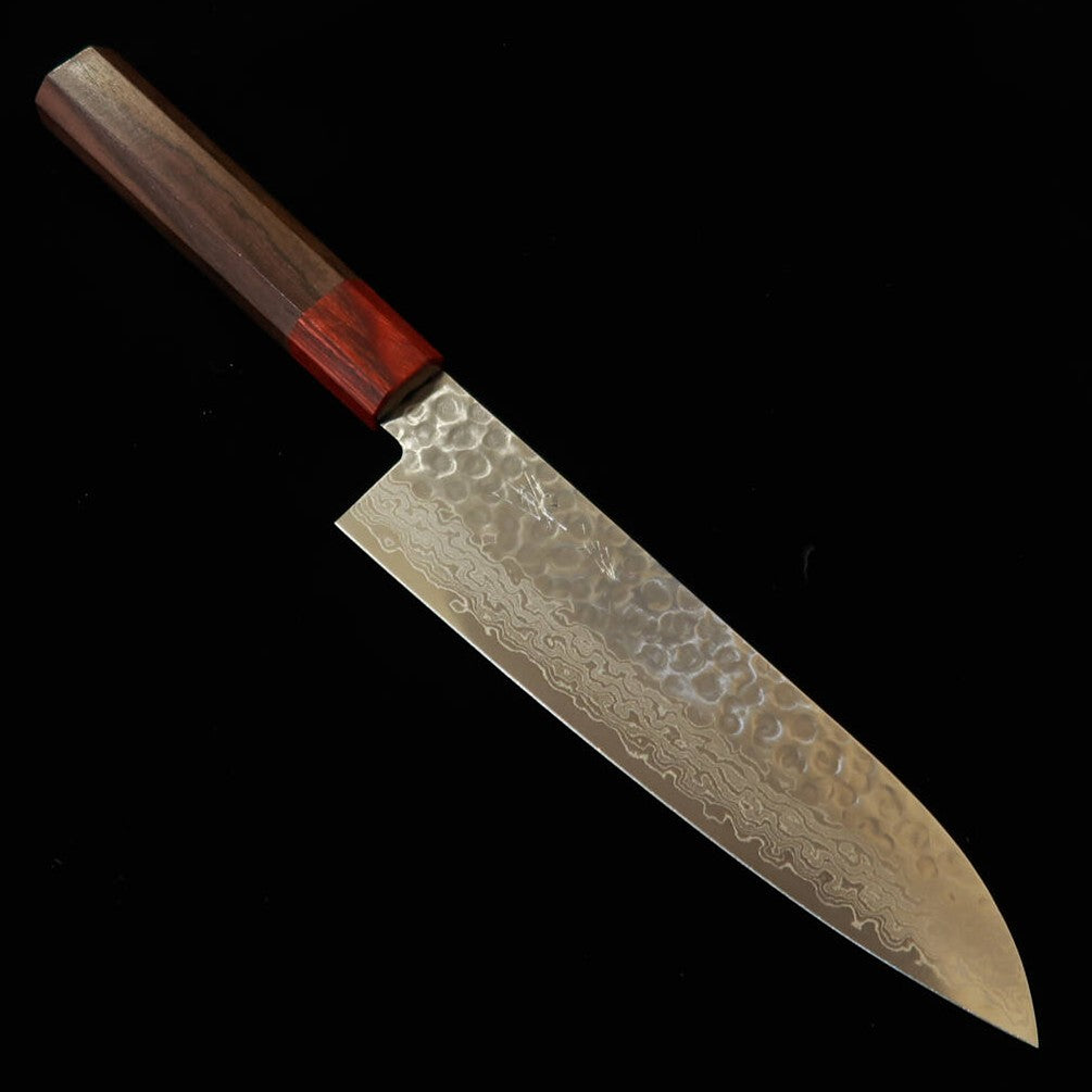 MIURA Miura, santoku, AUS10, martilleado, damasco, mango de palisandro (185 mm)