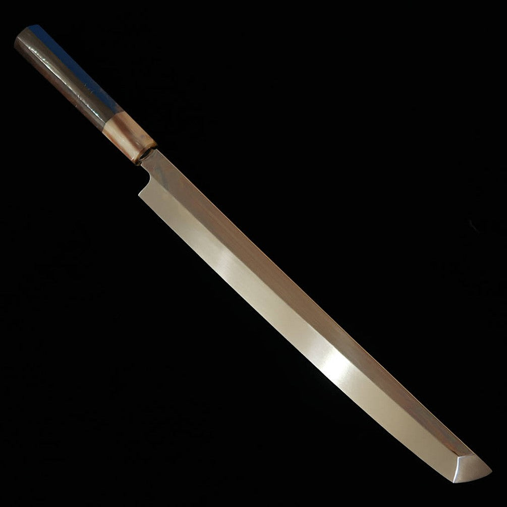 SUISIN Miwa Ikeda Aogami n°2 Takohiki pointe ronde trempe intégrale Manche octogonal ébène Fourreau magnolia (270 mm)