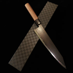 Gyuto Kirituke KAGEKIYO VG-10 Damasco Black cabo octogonal de nogueira (210/240mm)