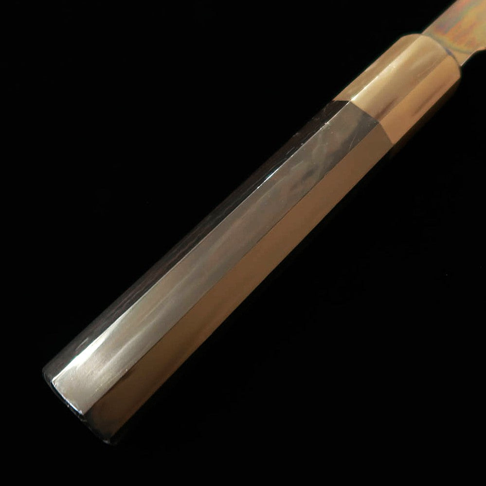 SUISIN – Œuvre de Miwa Ikeda – Acier blanc n°2, Yanagiba type ken, trempe à l’eau, manche octogonal en ébène, fourreau en bois de houx (300 mm)