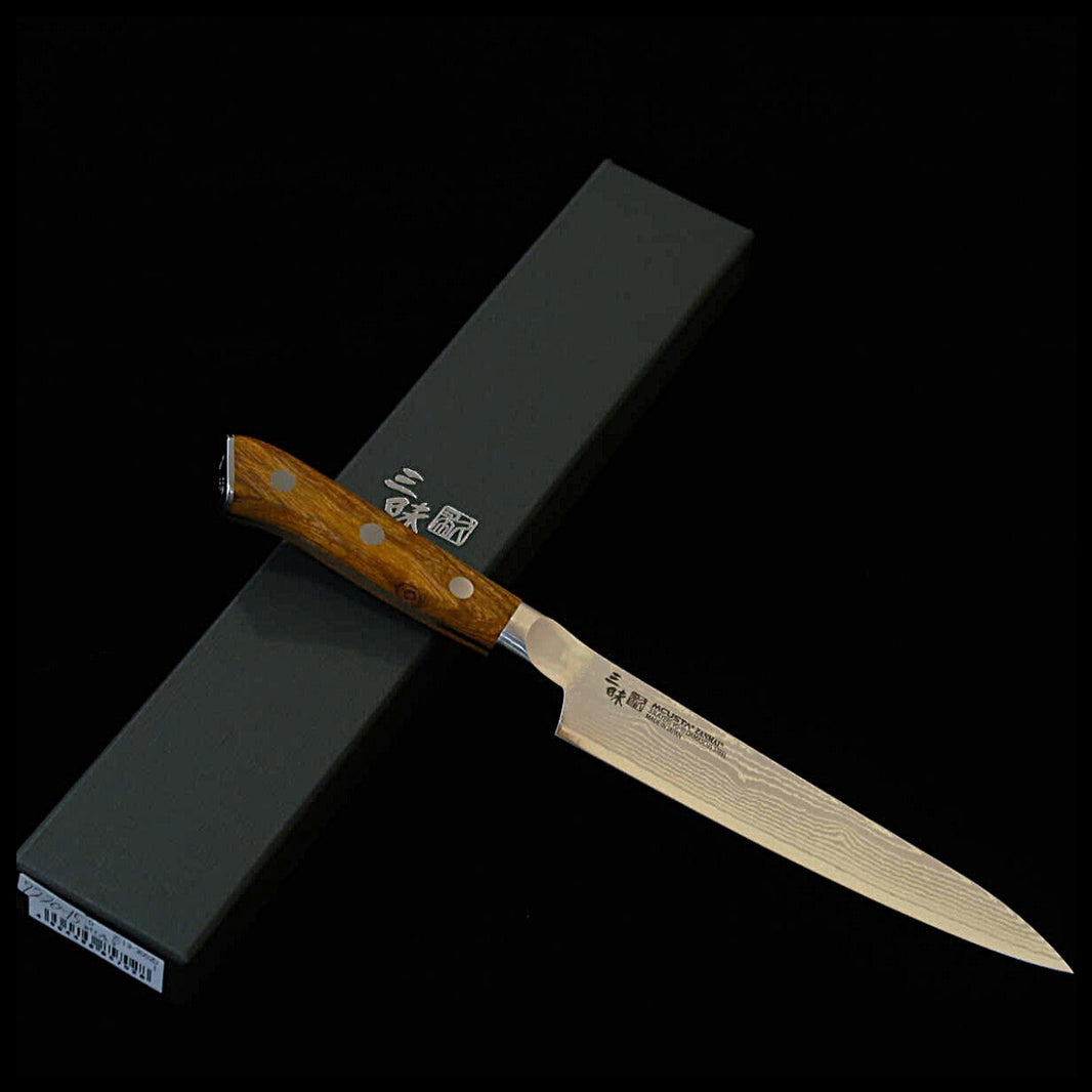 [Novo padrão] MCUSTA ZANMAI Zanmai Classic III Damasco Petty Ironwood (110/150 mm)