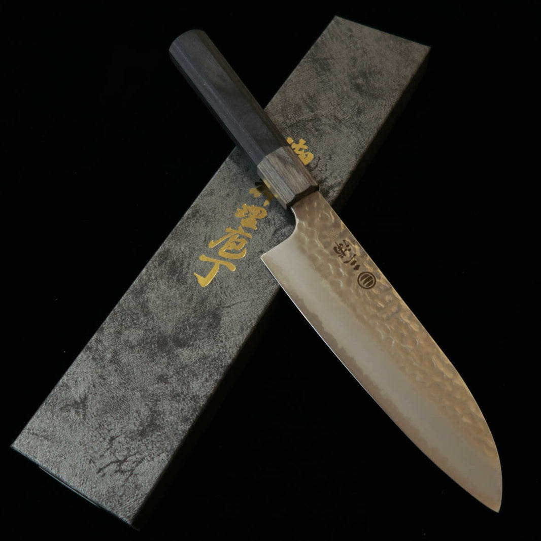 MIURA Santoku, HAP40, Tsuchime with Grey Pakkawood Octagonal Handle (165mm)