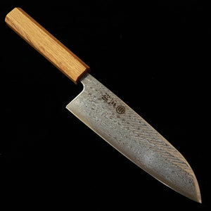 MIURA Santoku Aço Gin-3 textura de corda Damasco transparente cabo de carvalho octogonal (165 mm)