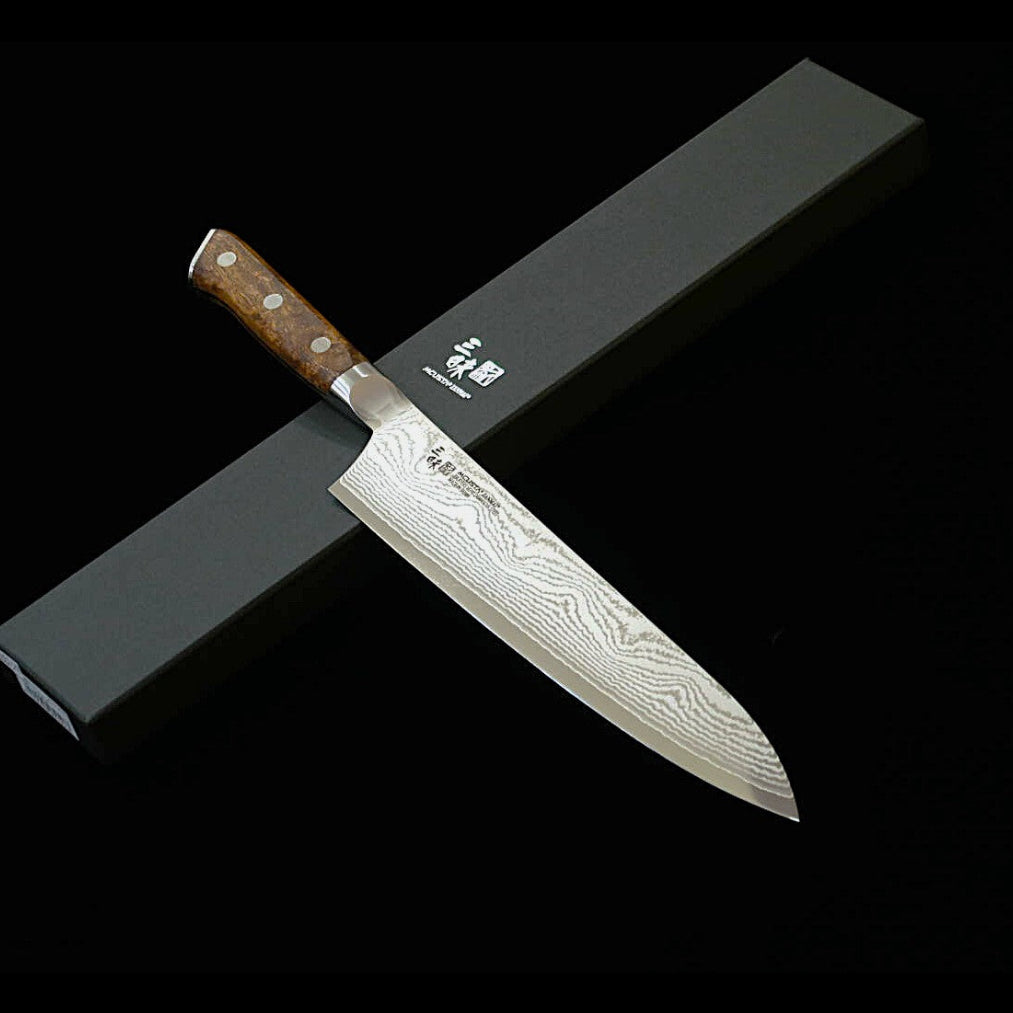 【新定番】三昧MCUSTA ZANMAI クラシック3ダマスカス　牛刀 アイアンウッド　(180/210/240mm)
