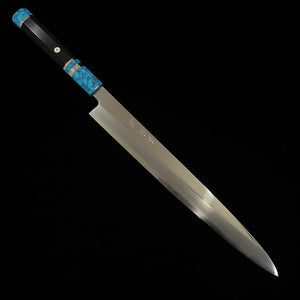 MIURA Obidama Yanagiba VG10, acabamento espelhado, cabo turquesa (270/300 mm)