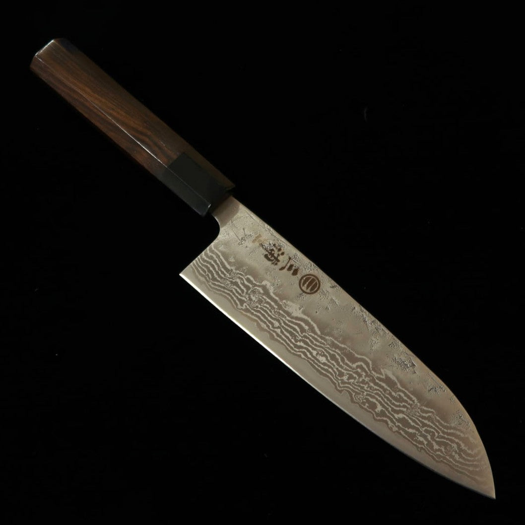 MIURA Santoku, Swedish Steel, Nashiji Damascus with Ebony Octagonal Handle (165mm)