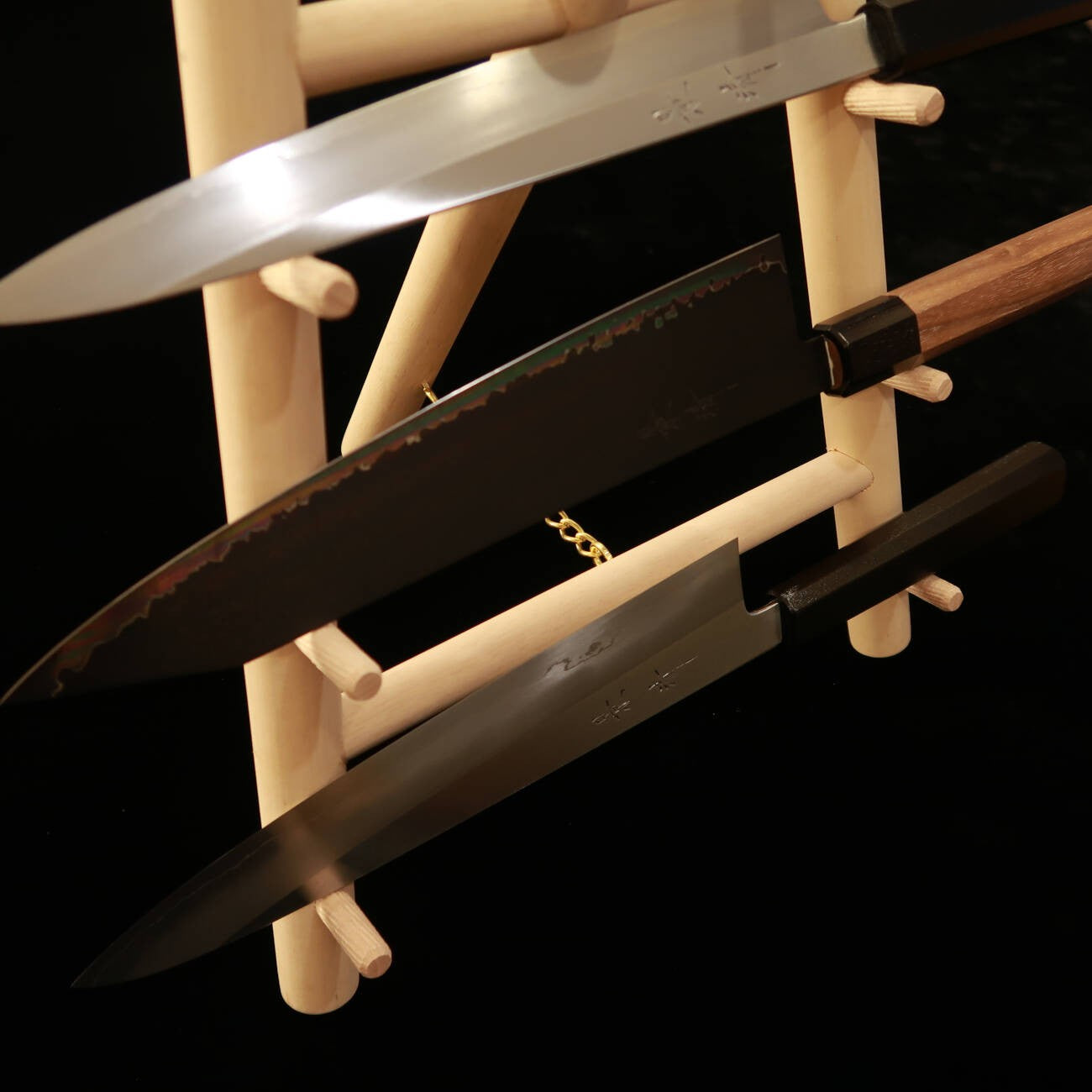 4-piece knife rack, made of oak, assembly required