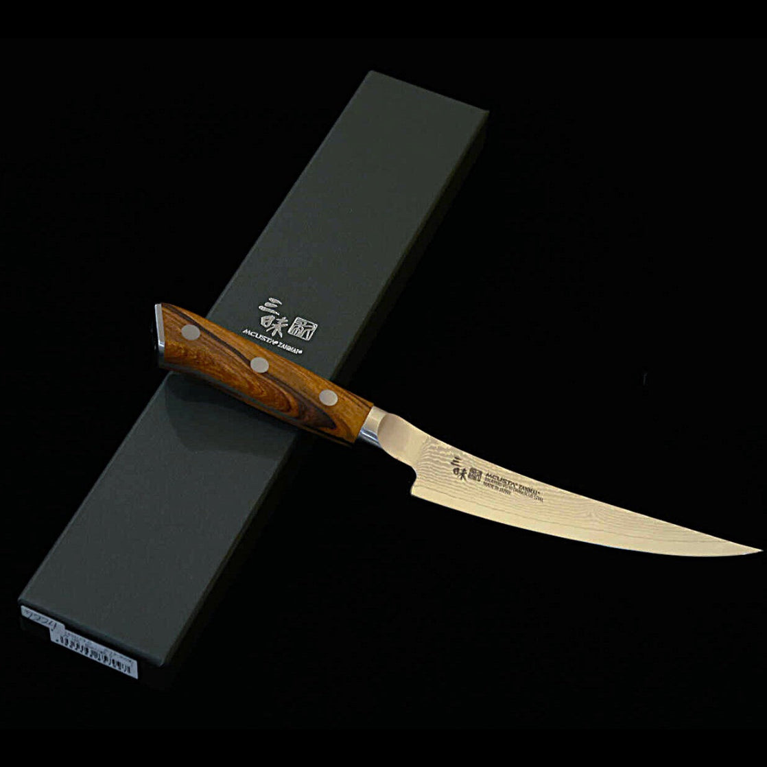 [Nouvel incontournable] Zanmai (Mcusta) Classic Pro Damascus – Couteau à désosser – Ironwood (165 mm)