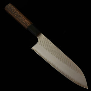 NIGARA Santoku, SG2, Polished Tsuchime with Wenge Octagonal Handle (180mm)
