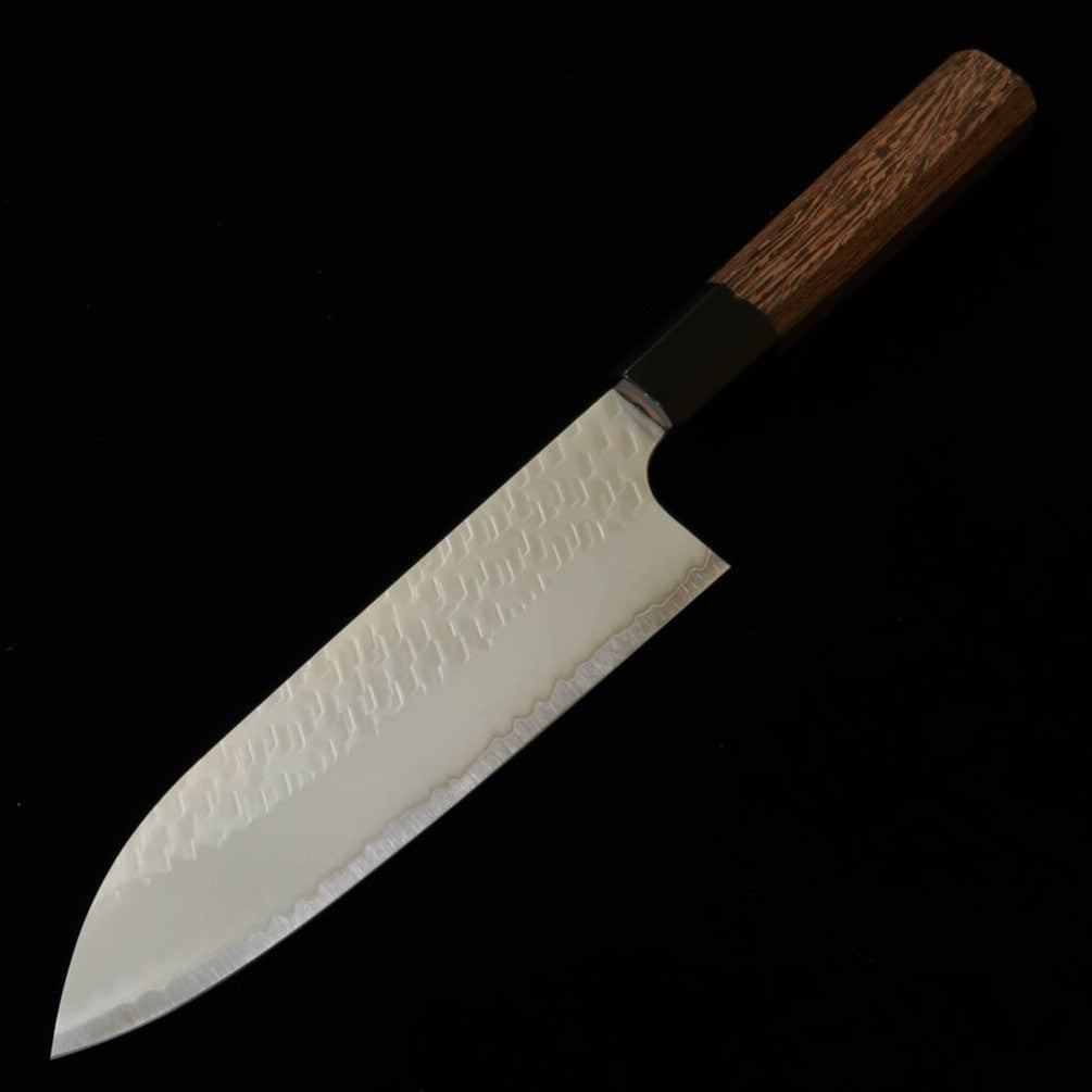 NIGARA forge Futakara santoku SG2, damas poli martelé, manche octogonal en wengé (180 mm)