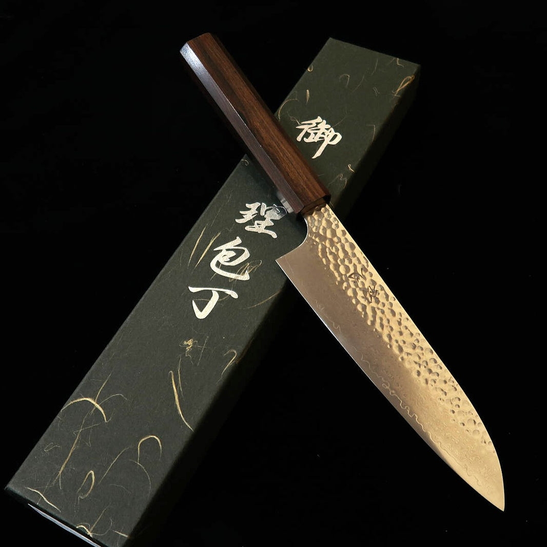 初心HATSUKOKORO 鷹 三徳 VG10 鎚目 ダマスカス 黒檀一体型（170mm）