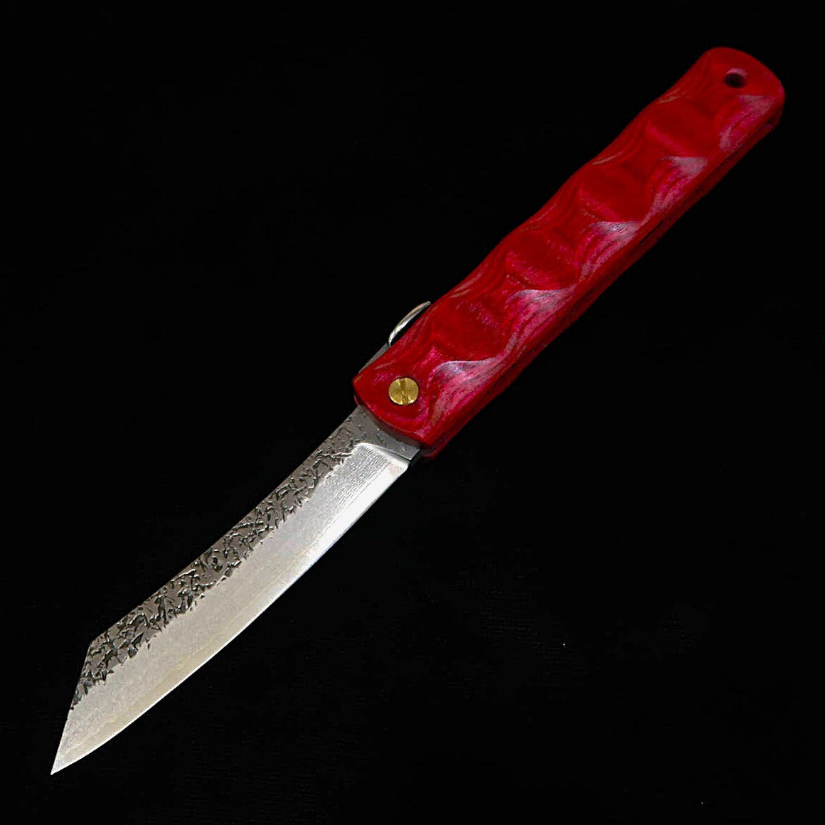 Higonokami (HIGONOKAMI) [HALL HAUS Collaboration] VG10 Hammered Finish 16-Layer Damascus Steel Reinforced Plywood Handle (70mm)
