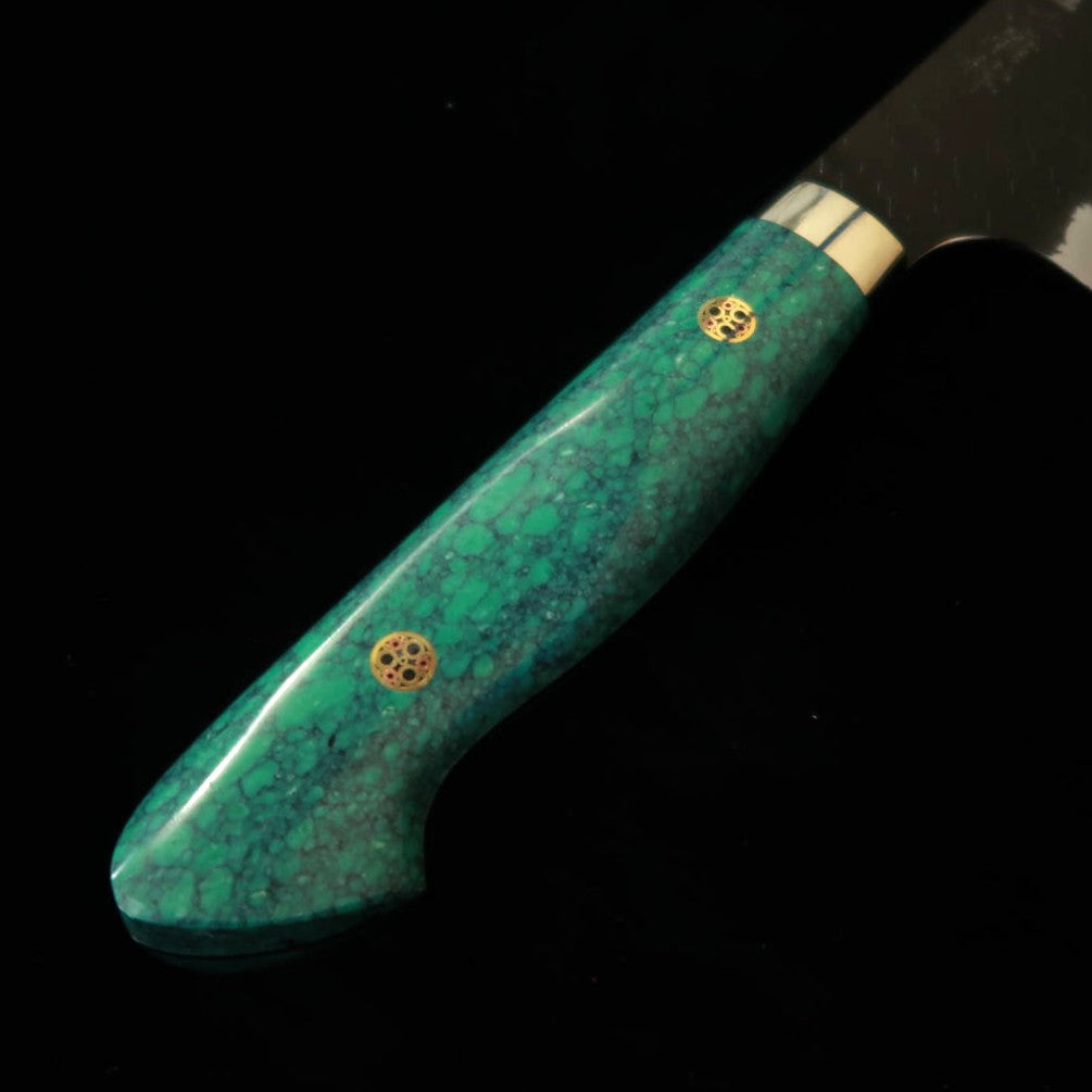 二唐刃物鍛錬所NIGARA  切付菜切 SG2 黒打 槌目 ターコイズハンドル（180mm）