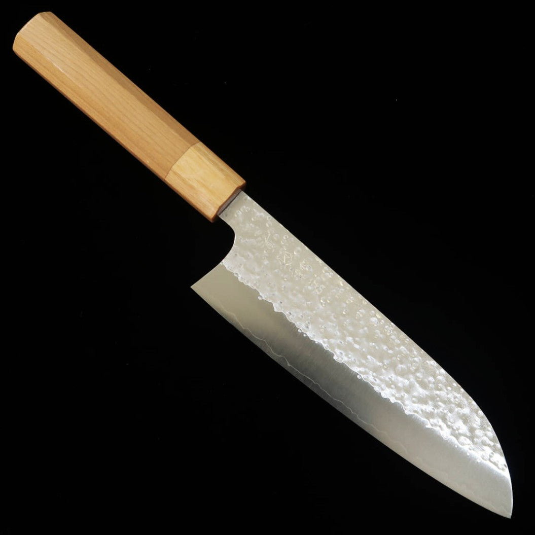 Santoku Makoto Kurosaki Sakura SG2 martelada com cabo octogonal em cerejeira (165mm)