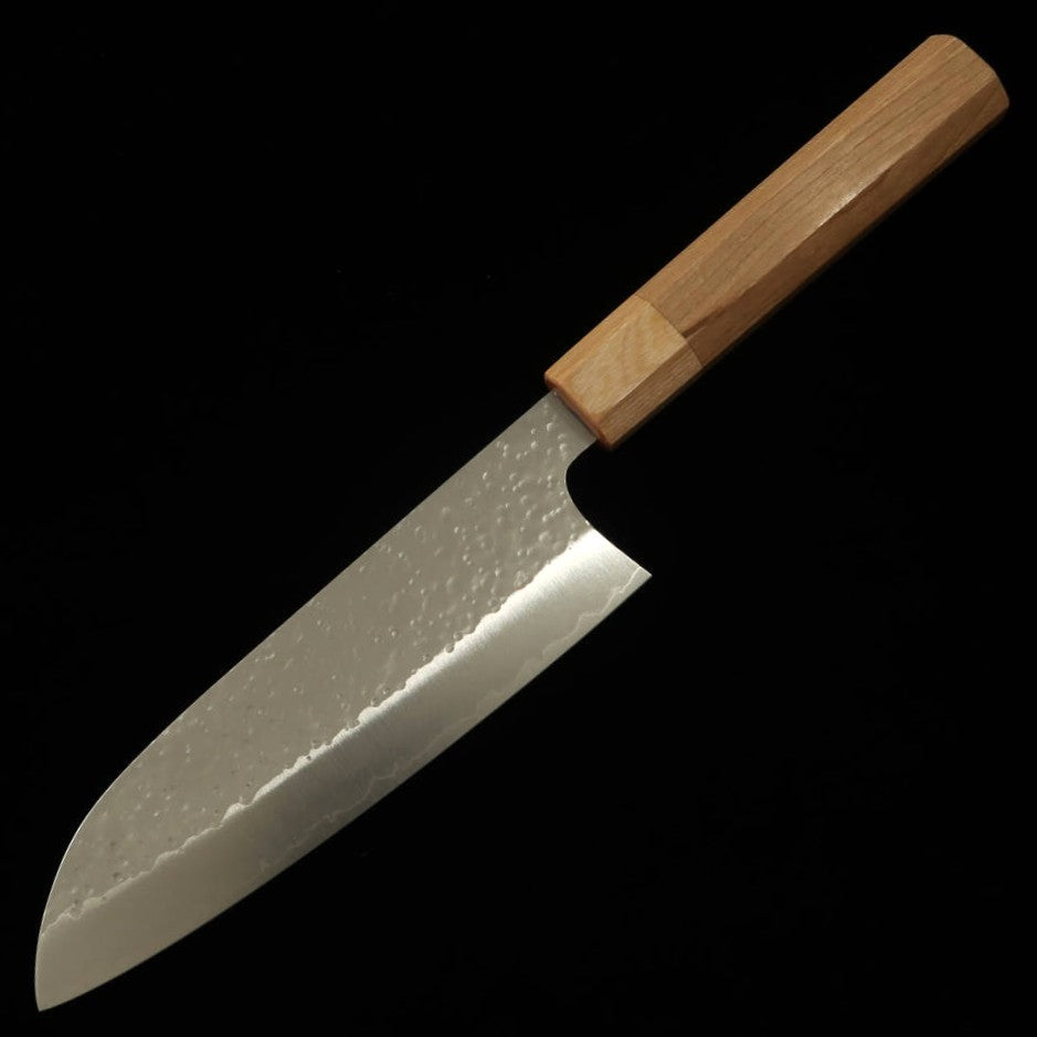 Santoku Makoto Kurosaki Sakura SG2 martelada com cabo octogonal em cerejeira (165mm)