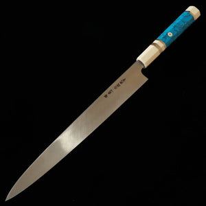 Miura Itadaki MIURA Itadaki Tanaka Giichi Yanagiba Shirogami nº2 acabado negro, mango de turquesa blanca (270 mm)