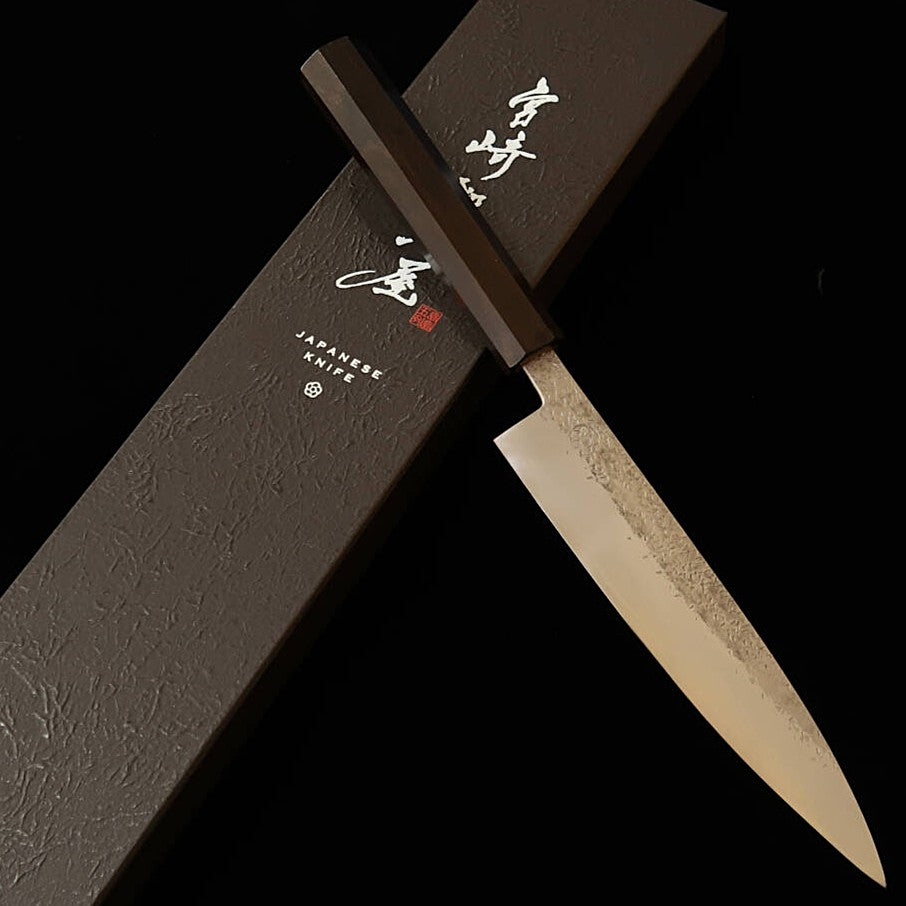 MIYAZAKI KAJIYA Miyazaki Kajiya, petty, acero Gingami nº 3, martillado, mango integral de ébano (160 mm)