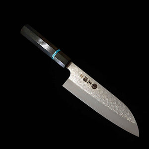 Miura MIURA Santoku SG2 Tsuchime Cabo octogonal de ébano com turquesa (165 mm)