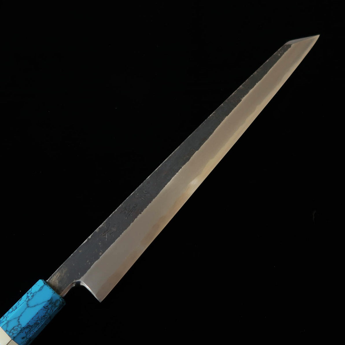 三浦頂 MIURAItadaki 切付柳刃 白紙二号 黒打ち ブラックターコイズハンドル（300mm）