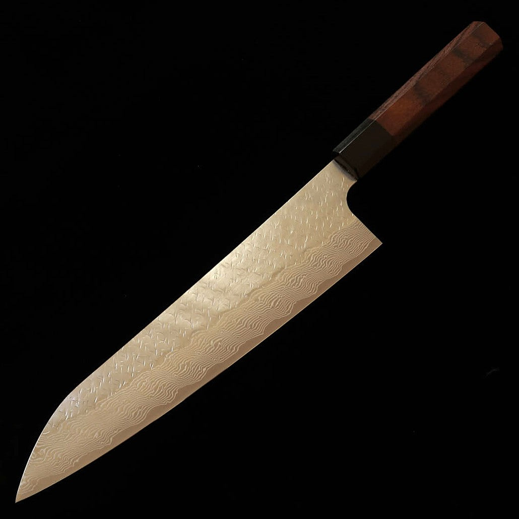 NITOU Nigara – Gyuto SG STRIX, martelé, damas, manche en bois de santal violet (210/240 mm)