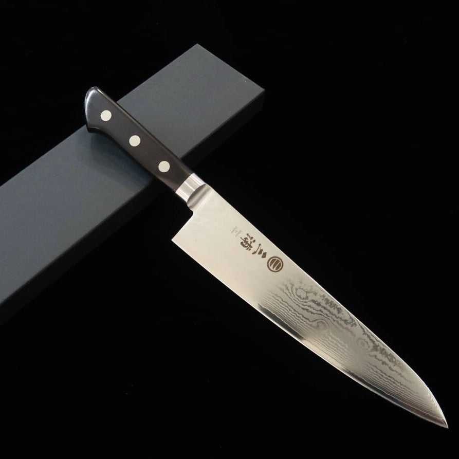 Miura Gyuto VG10 33 couches Damas, manche en contreplaqué noir (210mm)