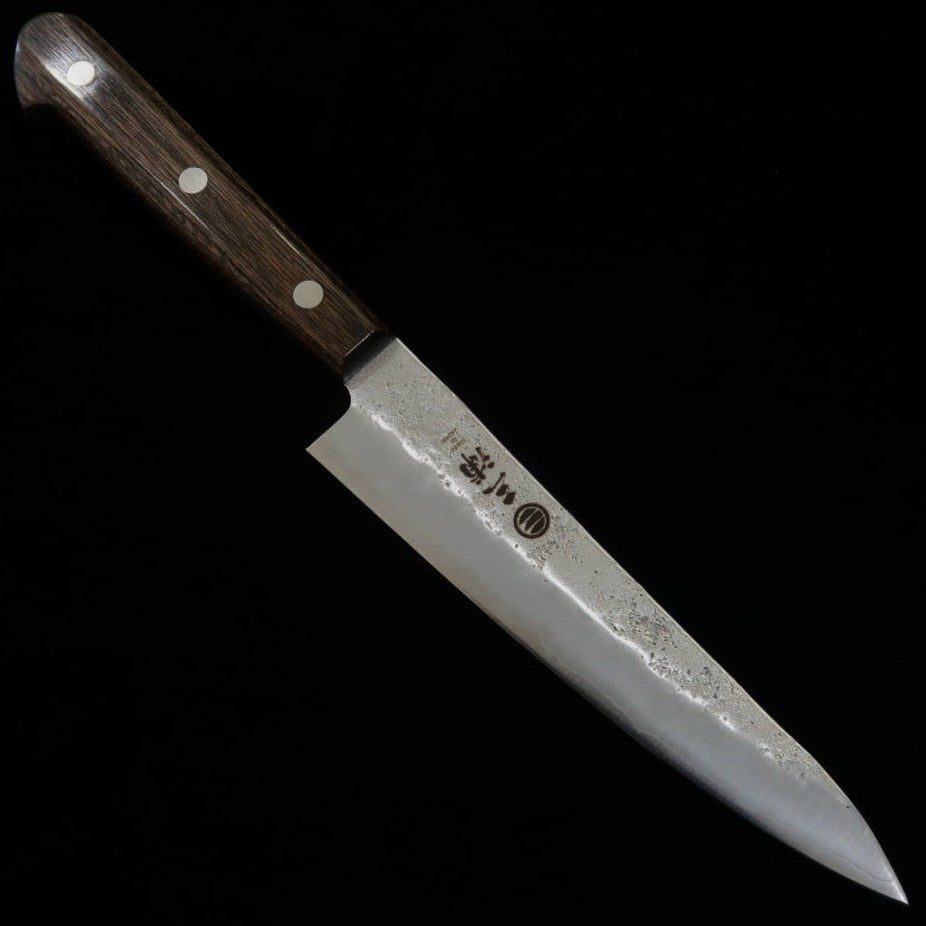 Petty MIURA Ginsan acabado Nashiji, mango laminado marrón oscuro (135mm) 