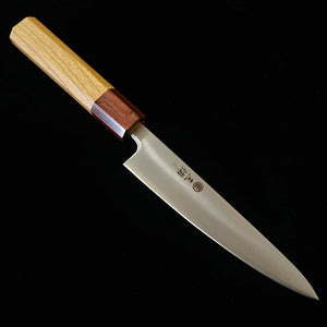 Miura Petty Knife, Super Blue Steel, Polished Finish with Keyaki Wood Octagonal Handle (135mm)