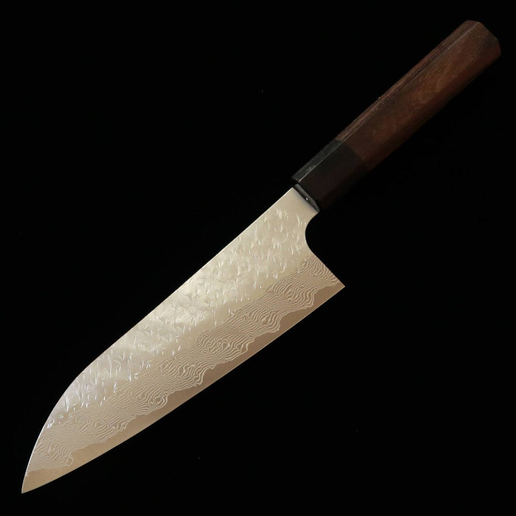 NIGARA Forging Works santoku SG STRIX, Damasco martelado, cabo em pau-rosa (165 mm)
