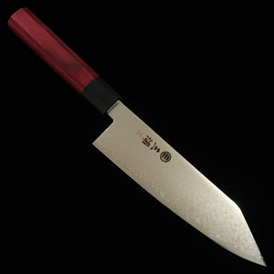 Kirituke Santoku MIURA 33 Camadas Damasco Cabo Octogonal Vermelho (180mm)