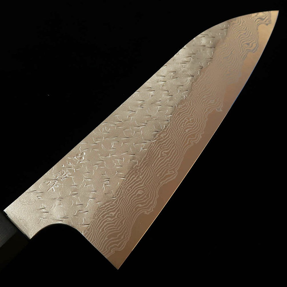NIGARA Forging Works santoku SG STRIX, Damasco martelado, cabo em pau-rosa (165 mm)