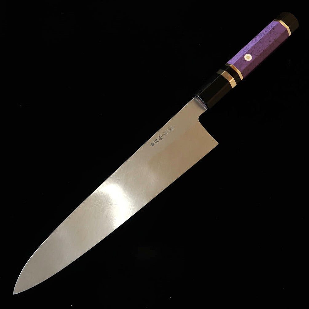 Miura Obidama Gyuto Simple Tranchant Shirogami No.2 Bokashi, Manche Custom - Violet (210/240 mm)