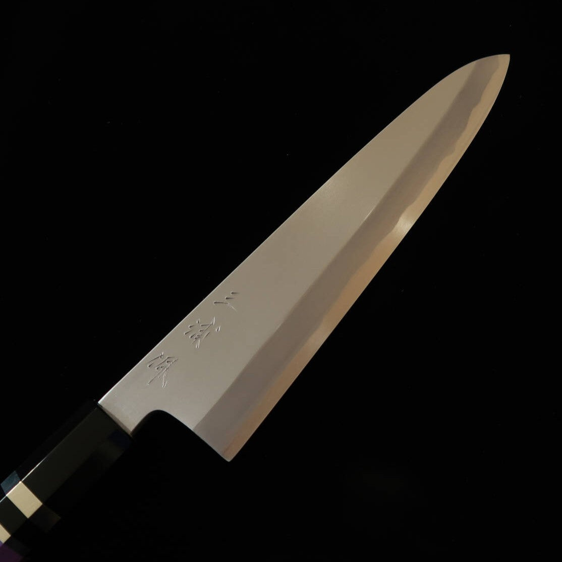 Miura Obidama Gyuto Simple Tranchant Shirogami No.2 Bokashi, Manche Custom - Violet (210/240 mm)